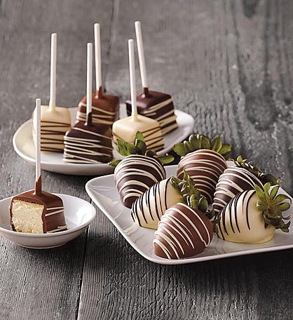 Chocolate-Covered Strawberries and Cheesecake Pops